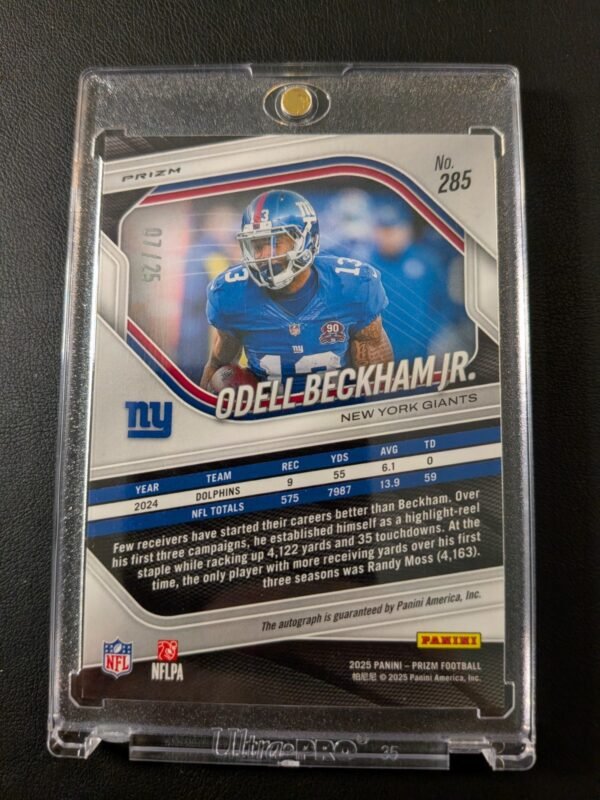 2025 Panini Prizm Odell Beckham Jr. Blue Auto 07/25 #285 - Color match Mint