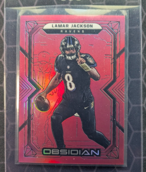 2022 Panini Prizm Obsidian - Lamar Jackson #5 Electric Etch Red Flood 1/29 Mint