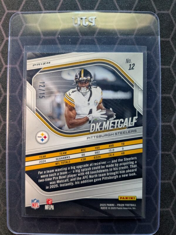DK METCALF 2025 PANINI PRIZM FOREST CAMO PITTSBURGH STEELERS /15 SSP