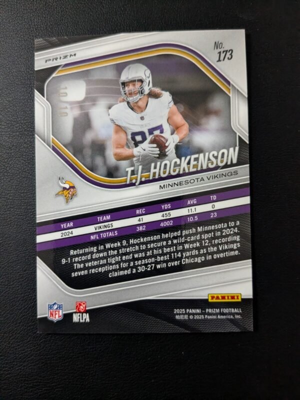 2025 Panini Prizm TJ Hockenson Gold /10 Shimmer Bookend