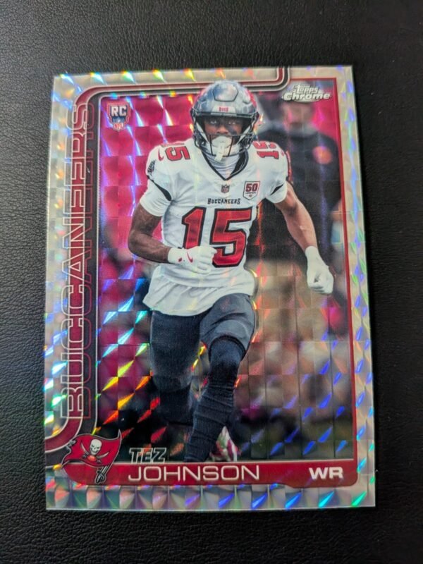 2025 Tez Johnson Top Chrome Blue Geometric /150   + Geometric card Rookie